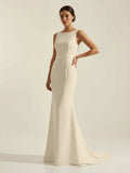 Simple Sleeveless Mermaid Wedding Dress With Sexy Bow - Curvevia