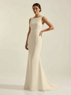 Simple Sleeveless Mermaid Wedding Dress With Sexy Bow - Curvevia