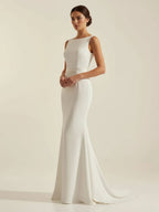 Simple Sleeveless Mermaid Wedding Dress With Sexy Bow - Curvevia