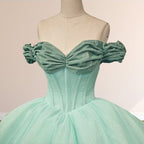 Glitter Mint Green Off The Shoulder Ball Gown Quinceanera Dresses - Curvevia