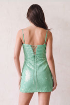 Candy Pink Spaghetti Straps Bodycon Satin Homecoming Dress with Sequins - Curvevia