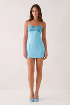 Mint Green Spaghetti Straps Sheath Satin Mini Homecoming Dress - Curvevia