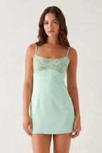 Mint Green Spaghetti Straps Sheath Satin Mini Homecoming Dress - Curvevia