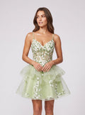 Mint Green Tulle A-Line Sweetheart Back Zip Short Dress with Floral Appliques - Curvevia