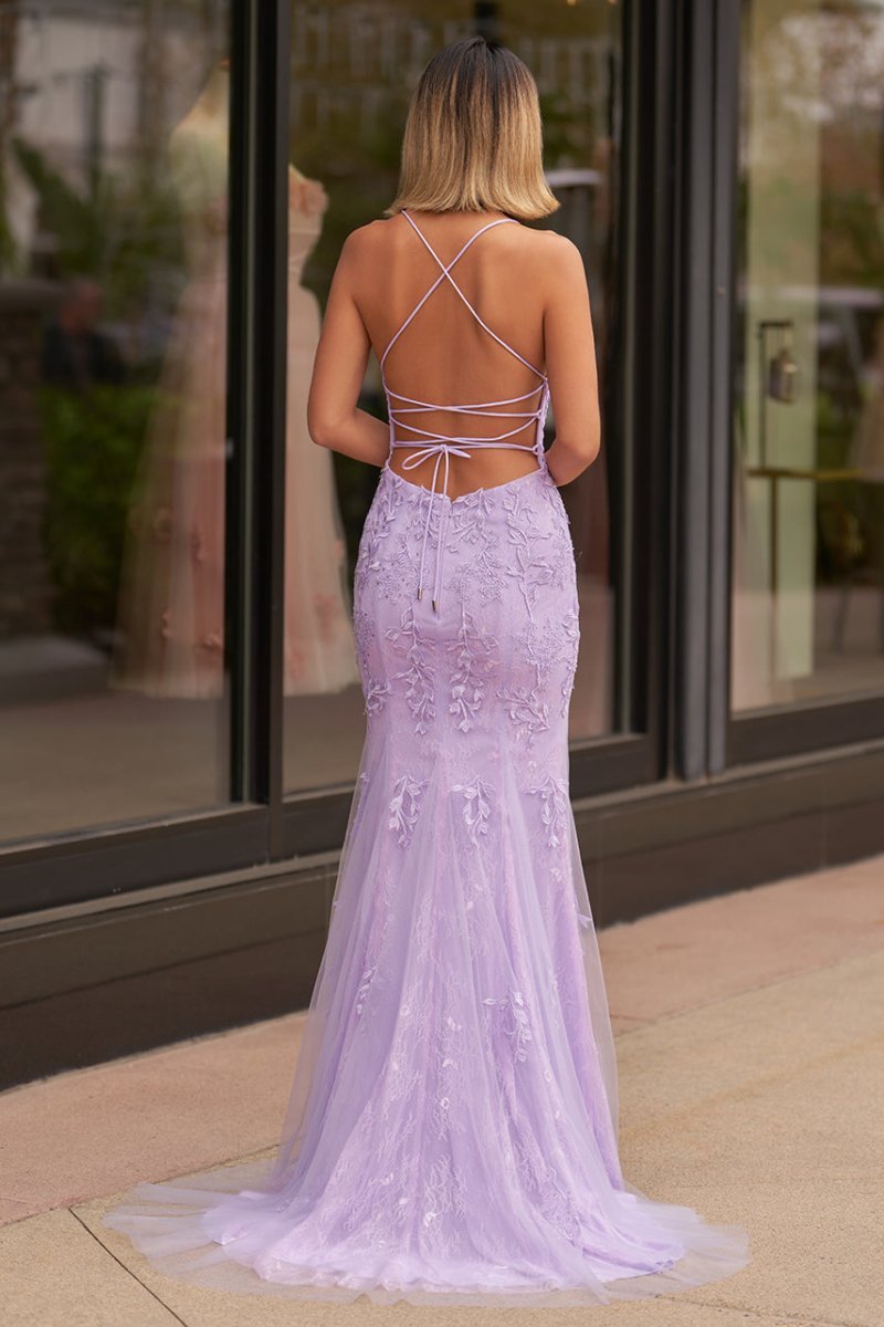 Mermaid Spaghetti Straps Lace Evening Dress - Curvevia