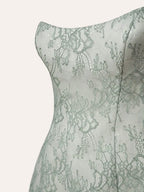 Sage A Line Scoop Neck Short Wedding Guest Dress With Lace Appliques - Curvevia
