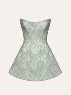 Sage A Line Scoop Neck Short Wedding Guest Dress With Lace Appliques - Curvevia