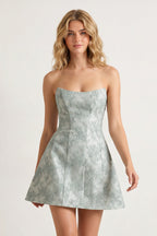 Sage A Line Scoop Neck Short Wedding Guest Dress With Lace Appliques - Curvevia