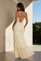 Pink Sheath Spaghetti Straps Sequins Pleated Long Prom Dresses With Ruffles - Curvevia