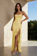 Pink Sheath Spaghetti Straps Sequins Pleated Long Prom Dresses With Ruffles - Curvevia