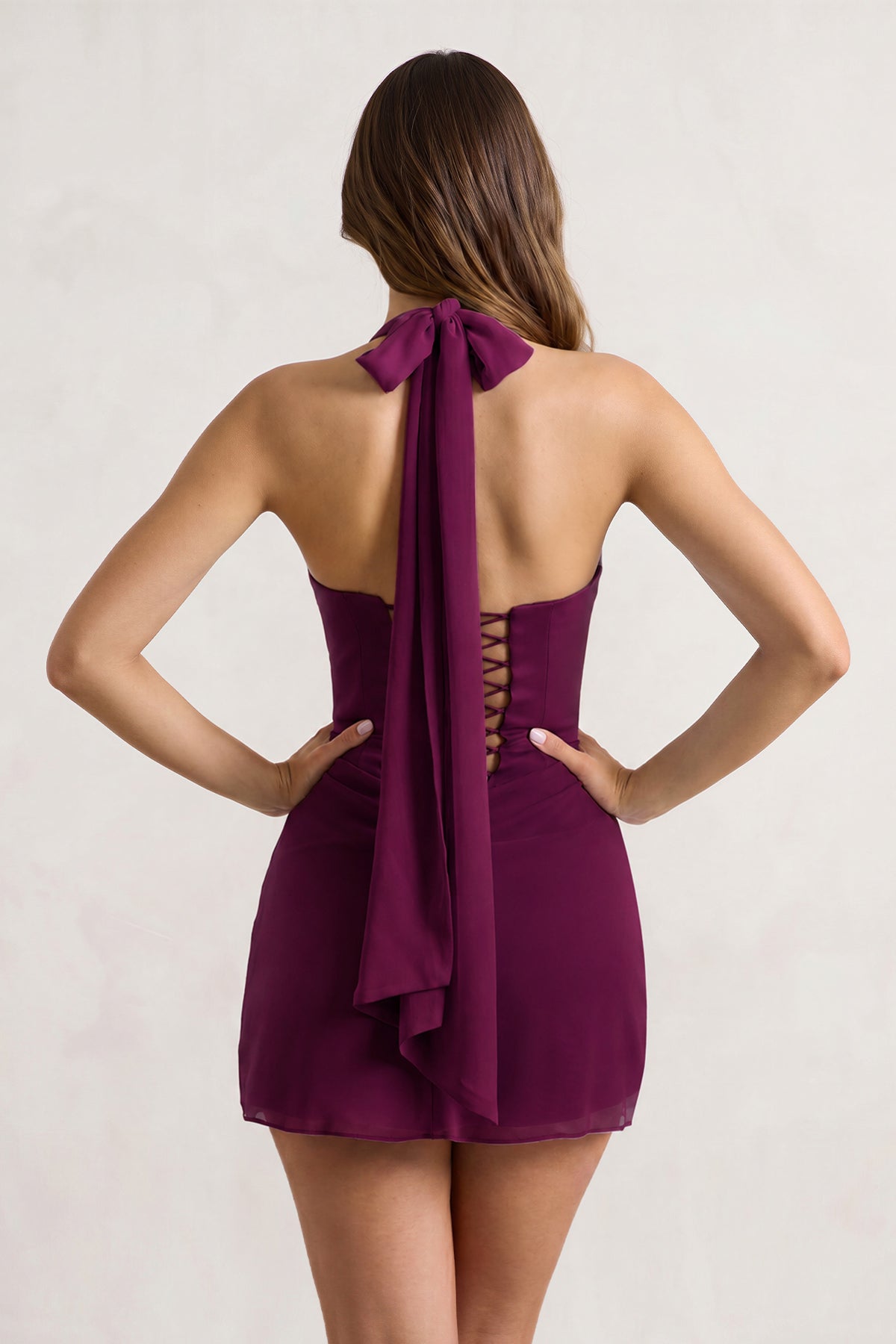 Yellow Halter Sheath Satin Chiffon Homecoming Dress - Curvevia
