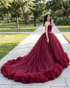Mulberry Quinceanera Dresses Pleats with Sashes - Curvevia