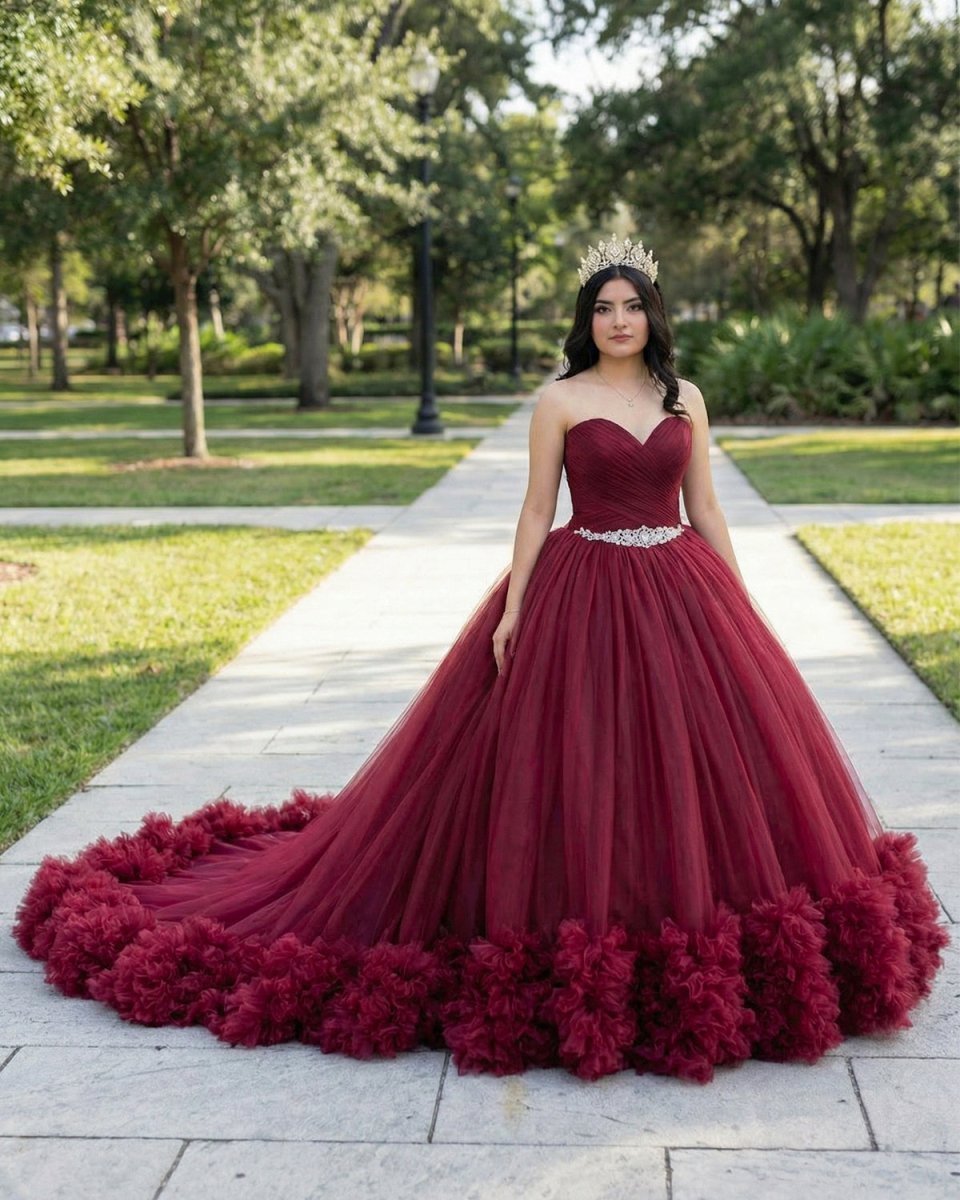 Mulberry Quinceanera Dresses Pleats with Sashes - Curvevia