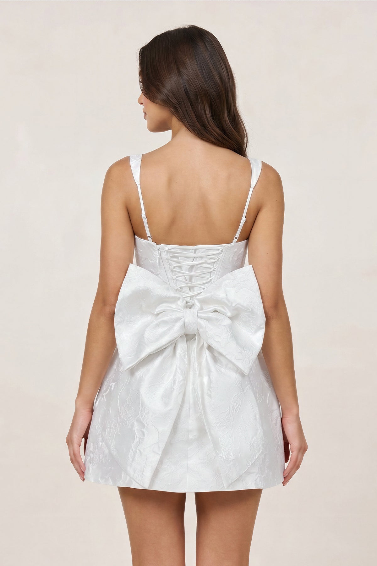White - Square Neck A Line Short Homecoming Dresses With Bow - Curvevia