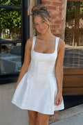 White - Square Neck A Line Short Homecoming Dresses With Bow - Curvevia