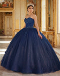 Red 3D Flowers Glitter Sequins Sleeveless Quinceanera Dresses - Curvevia