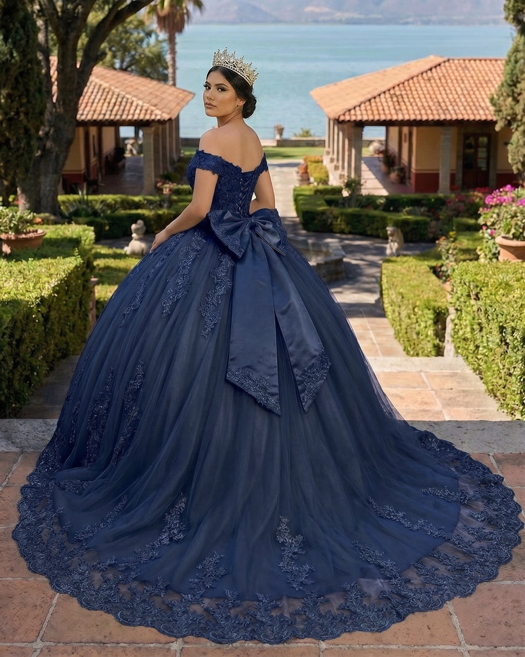Lace Tulle Sage Applique Off Shoulder Quinceanera Dresses - Curvevia