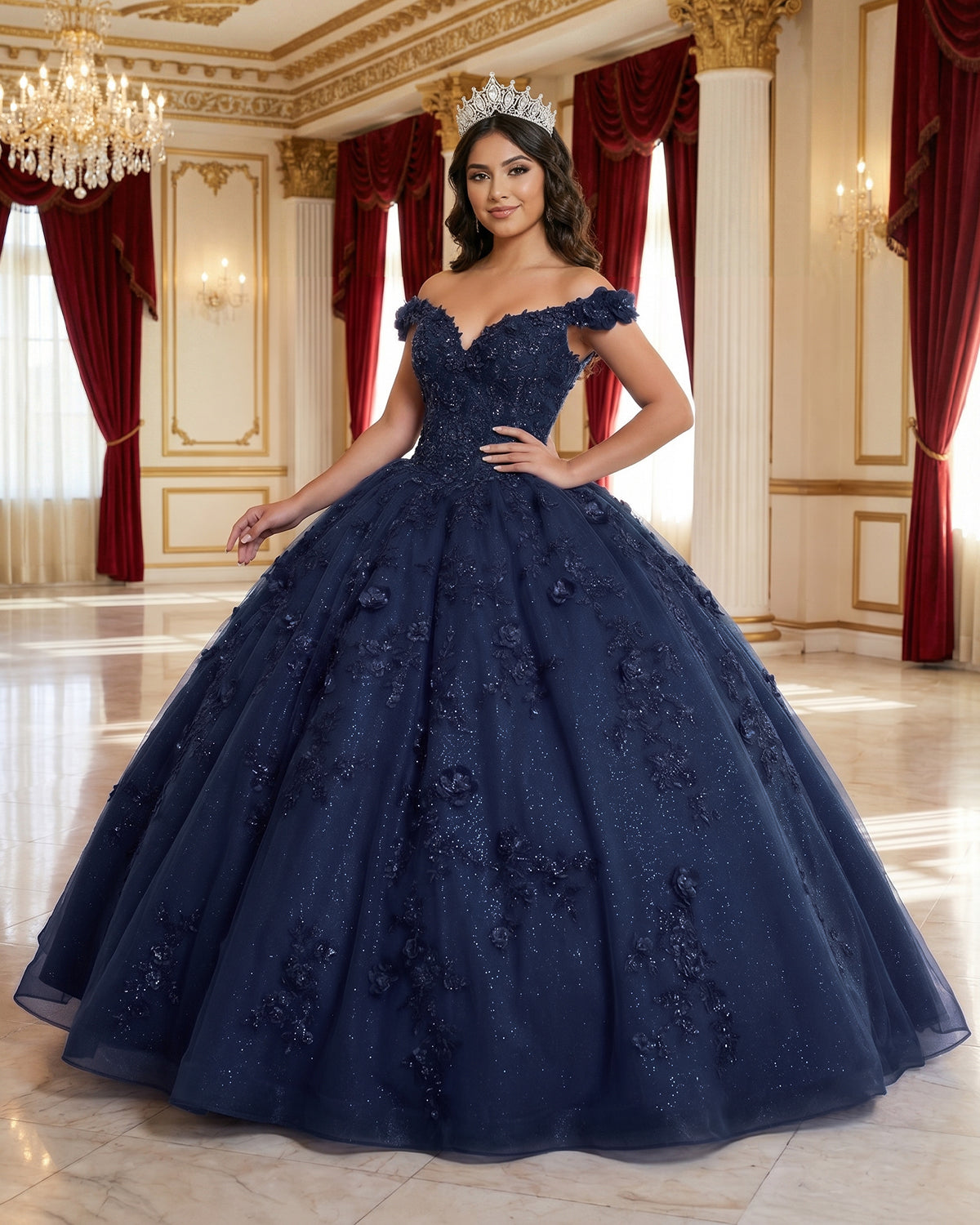 Royal Blue Off the Shoulder Puffy Quinceanera Dresses - Curvevia