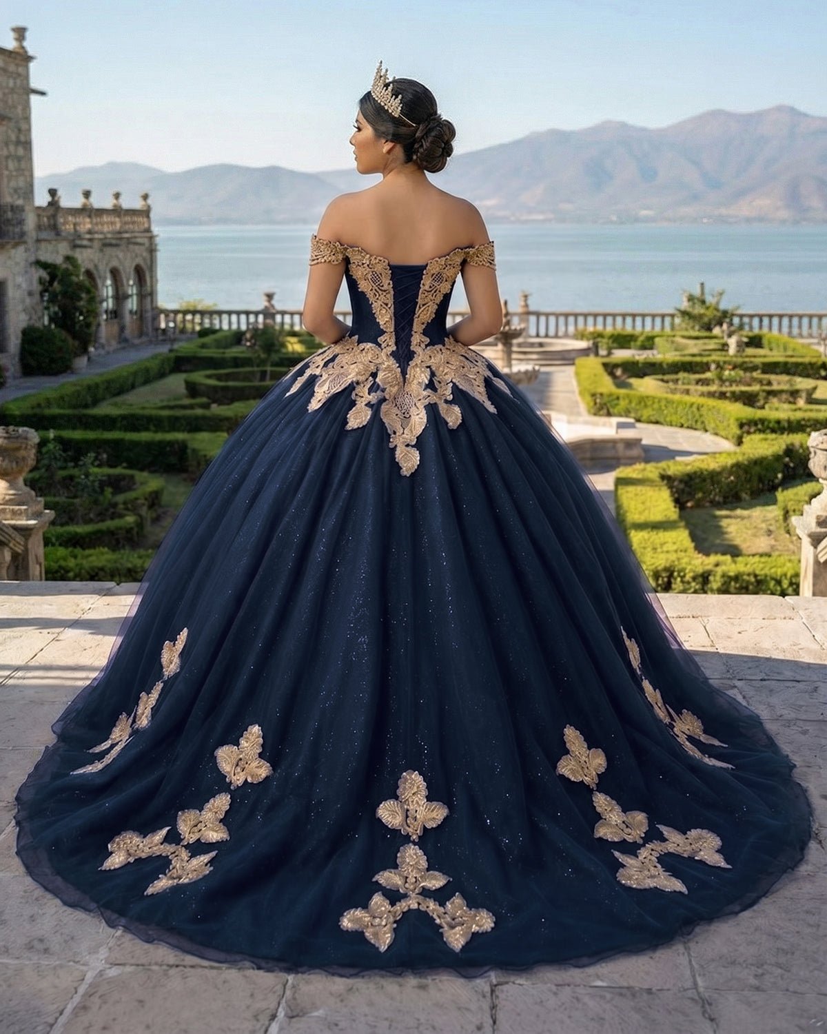 Royal Blue Off the Shoulder Quinceanera Dresses with Appliques - Curvevia