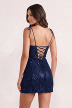Pink Sparkly Sequin Sheath Bow Spaghetti Straps Homecoming Dress - Curvevia
