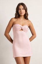 Navy Blue Ruched Sweetheart Sheath Satin Homecoming Dress - Curvevia