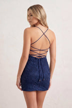 Sheath Spaghetti Straps Lace Short Homecoming Dresses - Curvevia