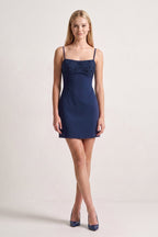 Mint Green Spaghetti Straps Sheath Satin Mini Homecoming Dress - Curvevia