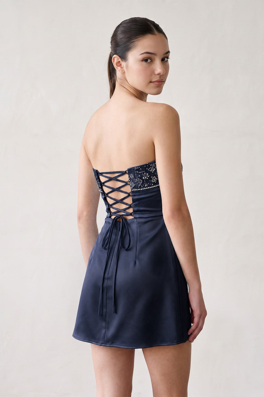 Aqua Strapless Appliqued Satin Sheath Homecoming Dress - Curvevia