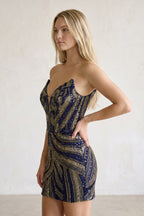 Black Strapless V Neck Sequins Bodycon Short Homecoming Dresses - Curvevia