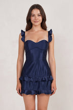 Red Sweetheart Satin Ruffles Short Homecoming Dresses - Curvevia