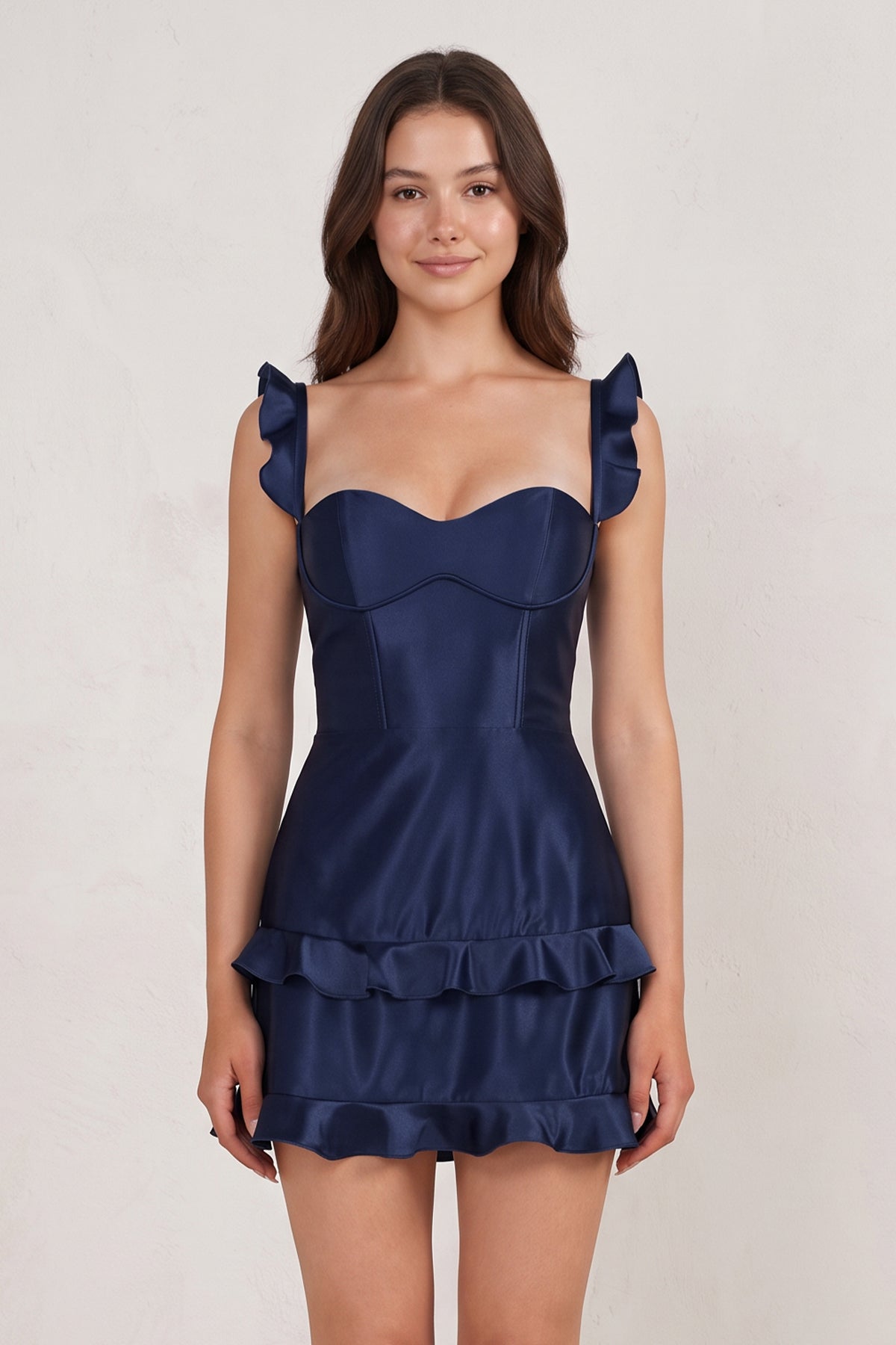 Red Sweetheart Satin Ruffles Short Homecoming Dresses - Curvevia