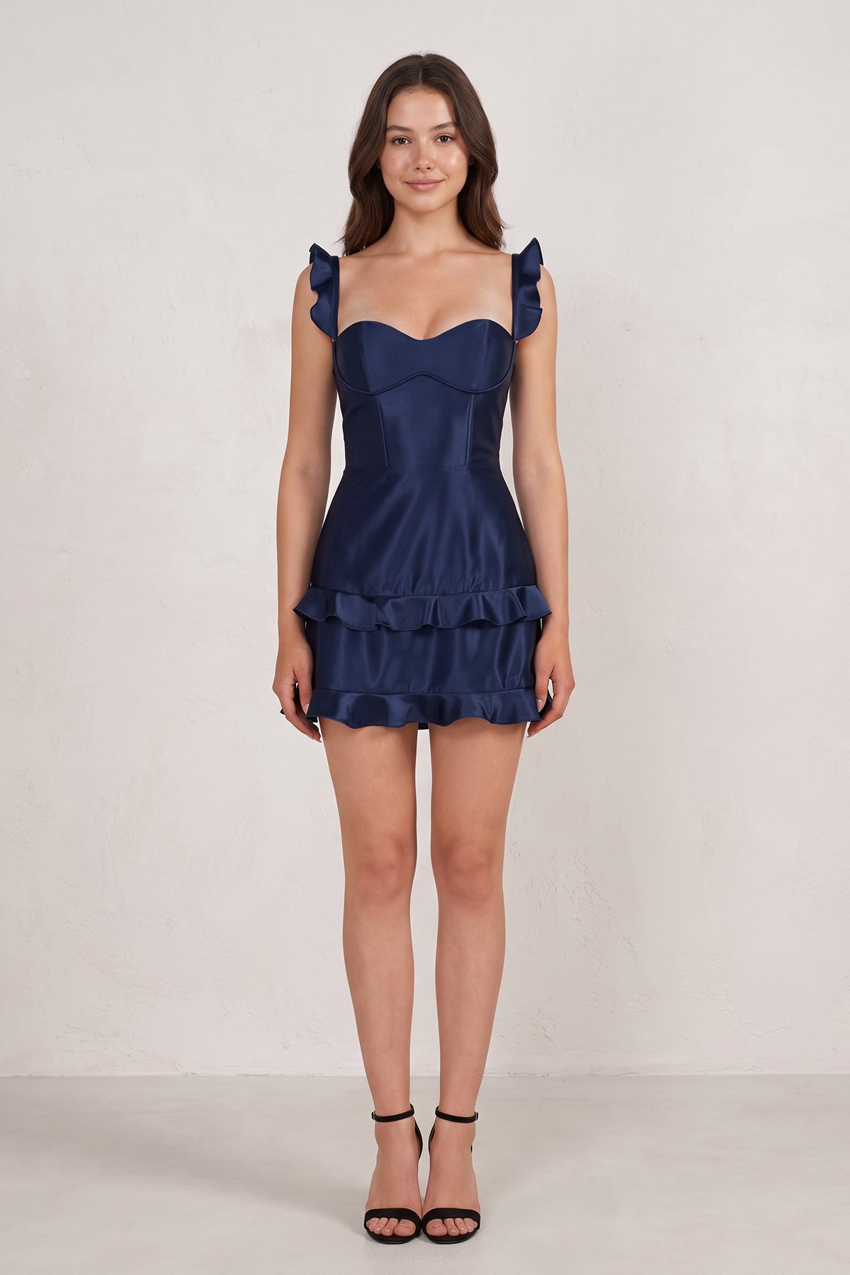 Red Sweetheart Satin Ruffles Short Homecoming Dresses - Curvevia