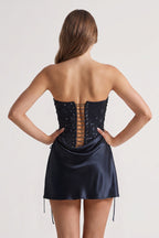 Pink Sweetheart Sheath Corset Ruched Satin Homecoming Dress with Beading - Curvevia