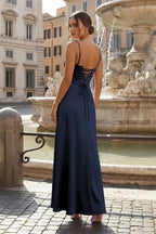 Lavender Straps A-line Long Wedding Guest Dress - Curvevia