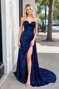 Mermaid Sweetheart Satin Evening Dress with Slit - Curvevia
