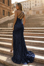 Mermaid One-Shoulder Sequins Evening Dress With Tassels - Curvevia