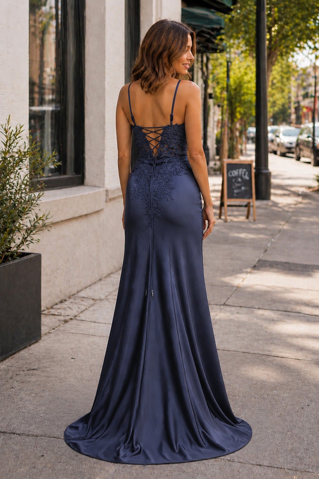 Sheath Black Long Appliques Evening Dress - Curvevia