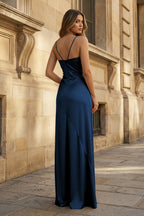 Spaghetti Straps Long Sheath Evening Dress With Split - Curvevia