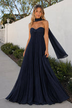 A Line Light Pink Sweetheart Chiffon Long Prom Dress - Curvevia