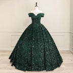 Pink Off The Shoulder Sequined Ball Gown Quinceanera Dresses - Curvevia