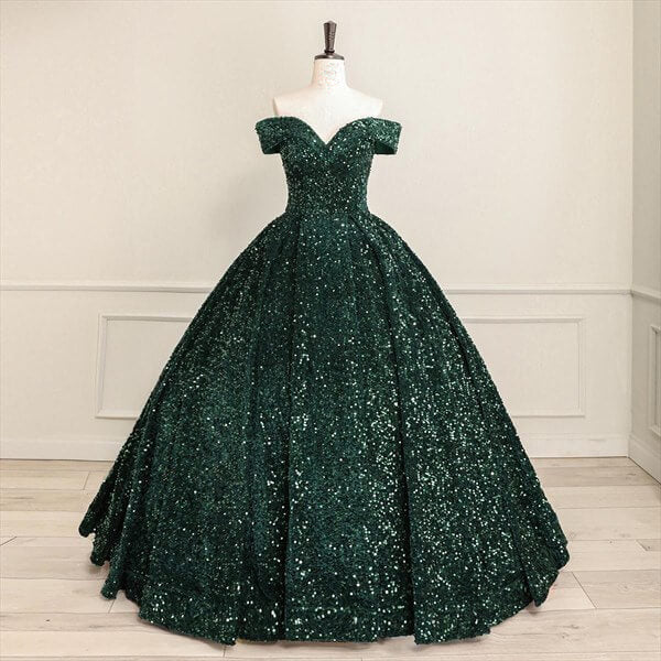Pink Off The Shoulder Sequined Ball Gown Quinceanera Dresses - Curvevia