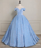 Pink Off The Shoulder Sequined Ball Gown Quinceanera Dresses - Curvevia