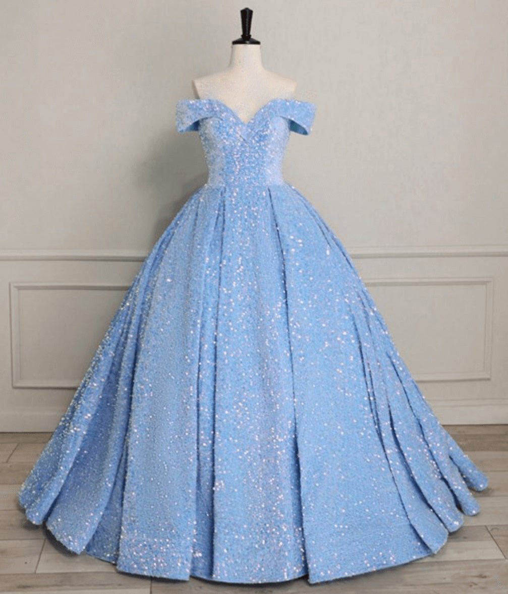 Pink Off The Shoulder Sequined Ball Gown Quinceanera Dresses - Curvevia