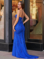 Mermaid Sweetheart Neck Lace Long Evening Dress With Appliques - Curvevia