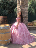 Off The Shoulder Neckline Sparkly Quinceanera Dresses With Appliques - Curvevia