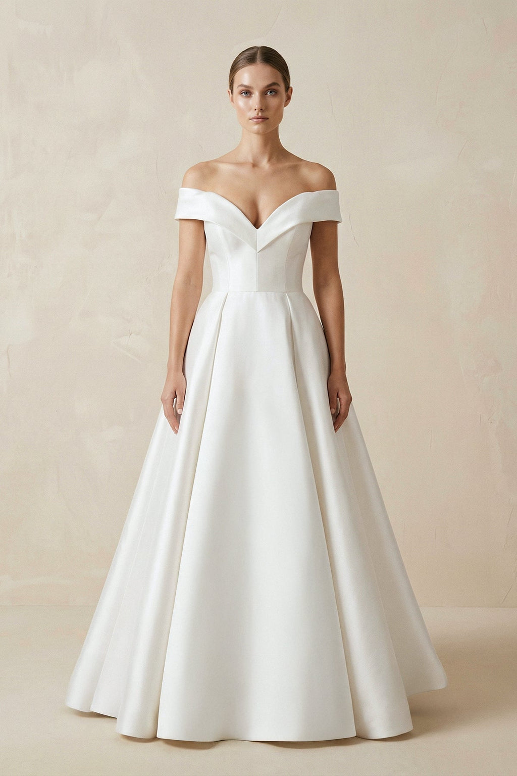 Simple Off-the-shoulder A-Line Wedding Dress - Curvevia