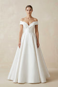 Simple Off-the-shoulder A-Line Wedding Dress - Curvevia