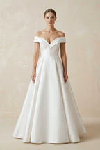 Simple Off-the-shoulder A-Line Wedding Dress - Curvevia