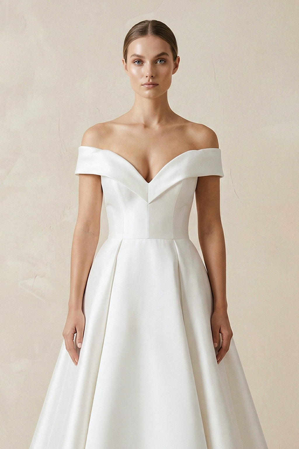 Simple Off-the-shoulder A-Line Wedding Dress - Curvevia