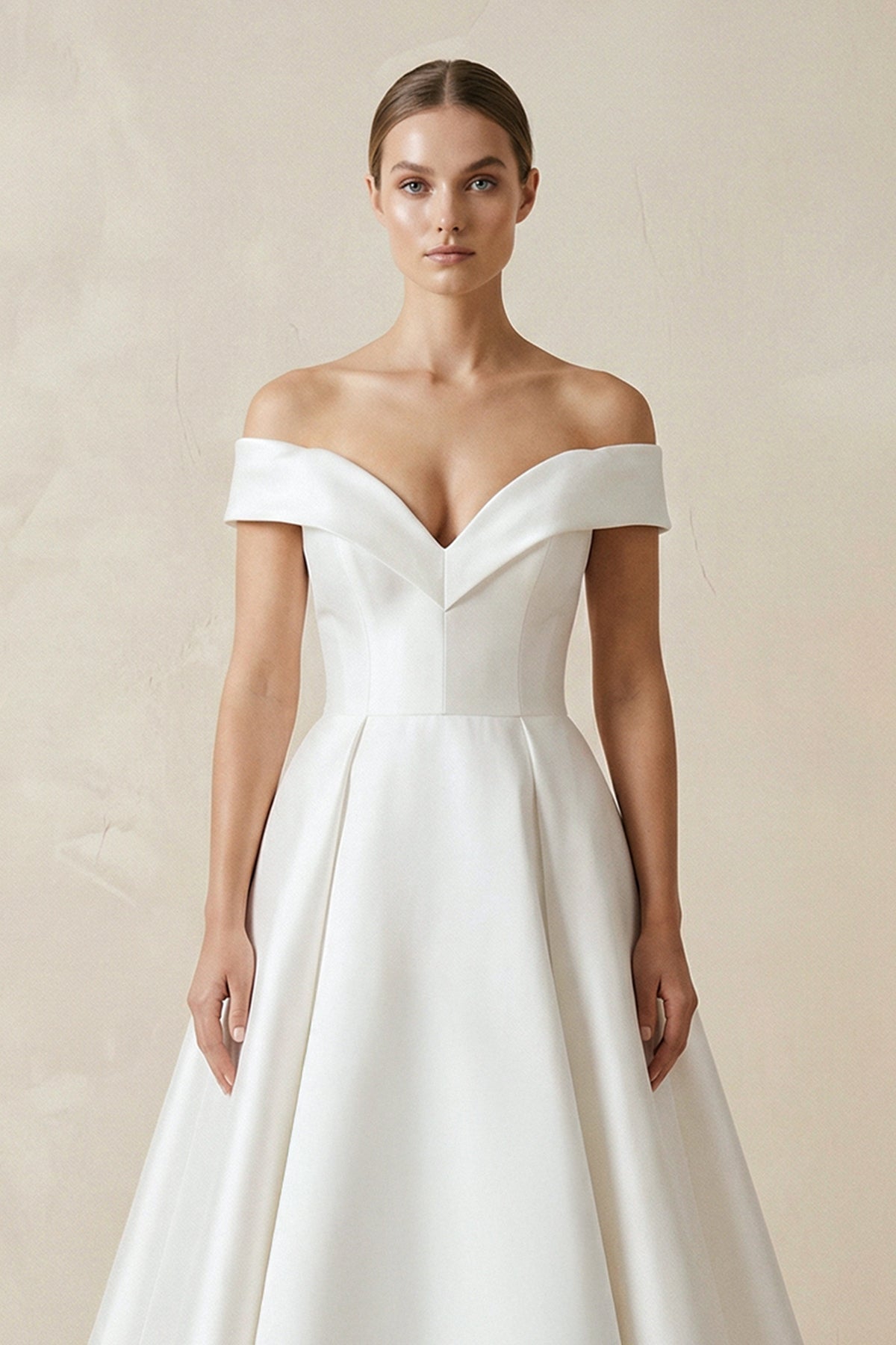 Simple Off-the-shoulder A-Line Wedding Dress - Curvevia
